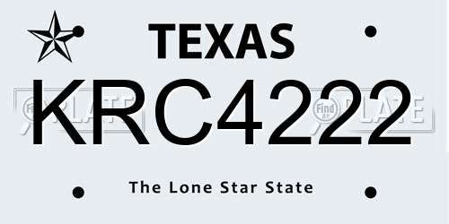 KRC4222 Texas License Plate
