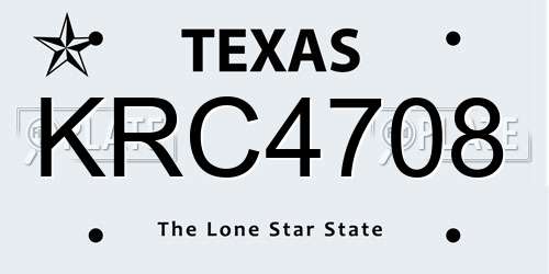 KRC4708 Texas License Plate