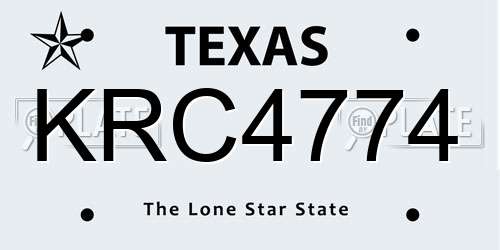 KRC4774 Texas License Plate