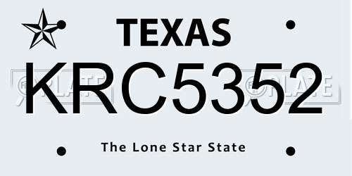 KRC5352 Texas License Plate