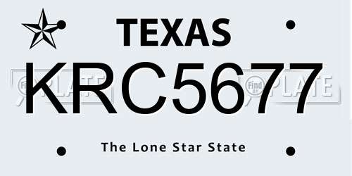 KRC5677 Texas License Plate