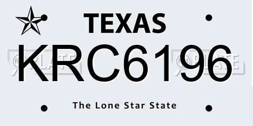 KRC6196 Texas License Plate