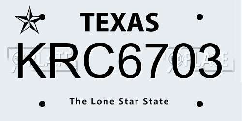 KRC6703 Texas License Plate