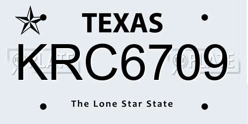 KRC6709 Texas License Plate