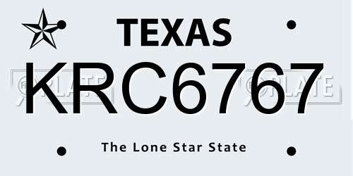 KRC6767 Texas License Plate