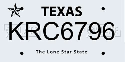 KRC6796 Texas License Plate
