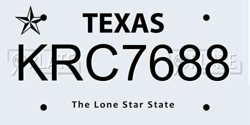 KRC7688 Texas License Plate