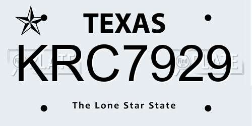 KRC7929 Texas License Plate