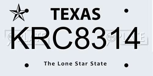 KRC8314 Texas License Plate