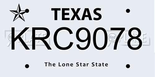 KRC9078 Texas License Plate
