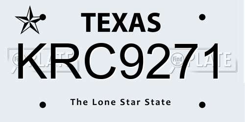 KRC9271 Texas License Plate