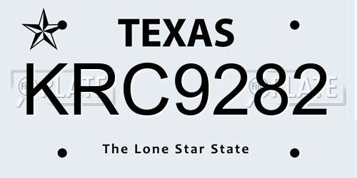 KRC9282 Texas License Plate