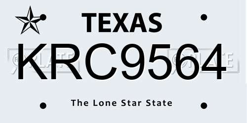 KRC9564 Texas License Plate