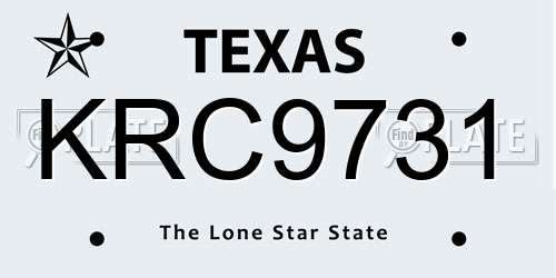KRC9731 Texas License Plate