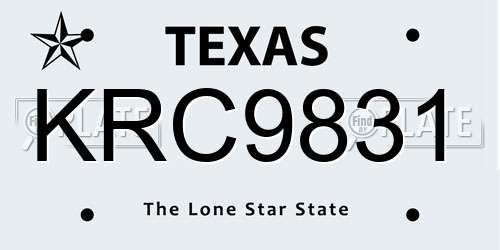 KRC9831 Texas License Plate