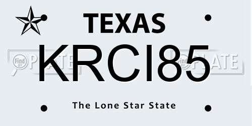 KRCI85 Texas License Plate