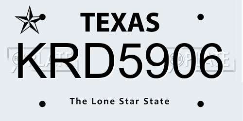 KRD5906 Texas License Plate
