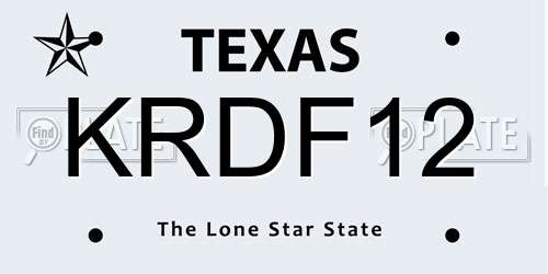 KRDF12 Texas License Plate