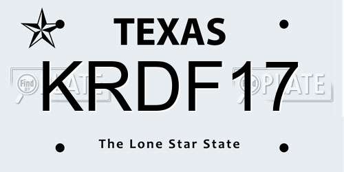 KRDF17 Texas License Plate