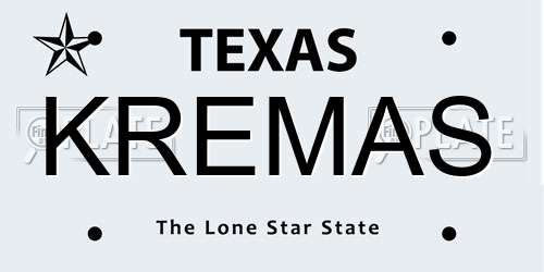 KREMAS Texas License Plate