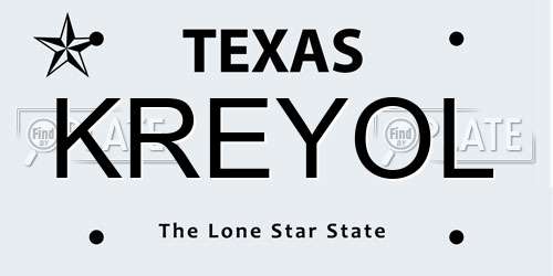 KREYOL Texas License Plate