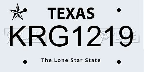 KRG1219 Texas License Plate