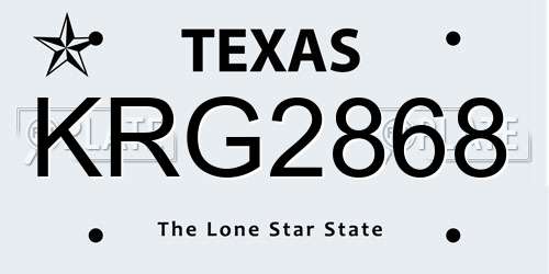 KRG2868 Texas License Plate