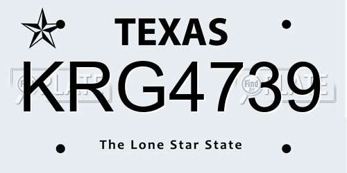 KRG4739 Texas License Plate