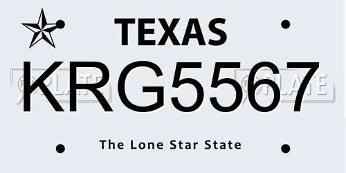 KRG5567 Texas License Plate
