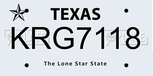 KRG7118 Texas License Plate