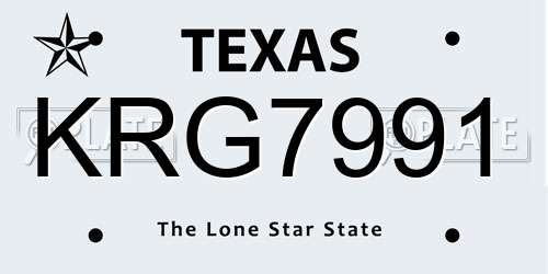 KRG7991 Texas License Plate