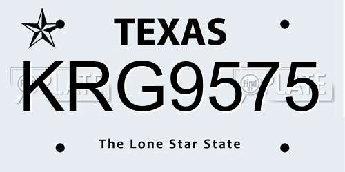 KRG9575 Texas License Plate