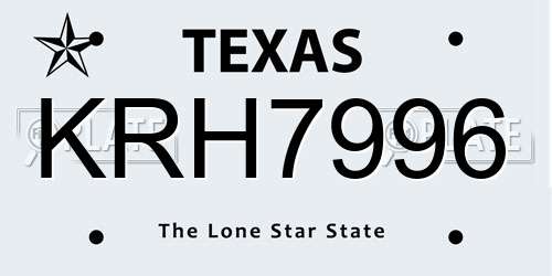 KRH7996 Texas License Plate