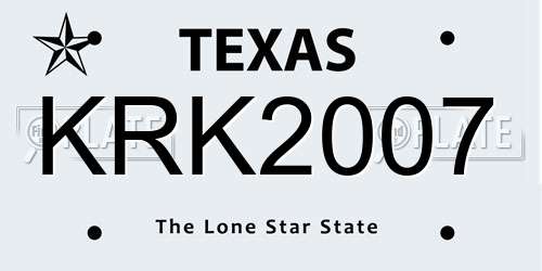 KRK2007 Texas License Plate