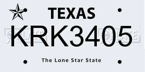 KRK3405 Texas License Plate