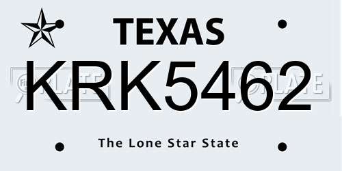 KRK5462 Texas License Plate