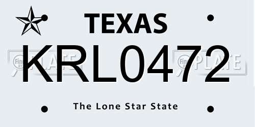 KRL0472 Texas License Plate