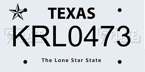 KRL0473 Texas License Plate