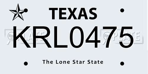 KRL0475 Texas License Plate