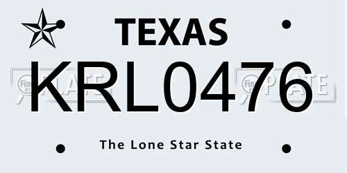 KRL0476 Texas License Plate
