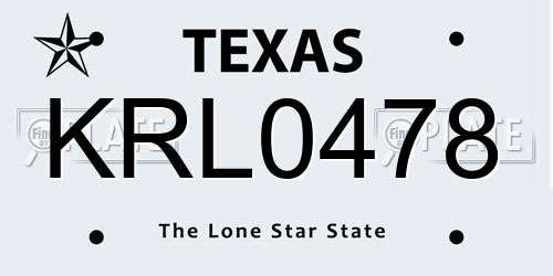KRL0478 Texas License Plate