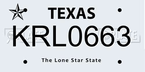KRL0663 Texas License Plate
