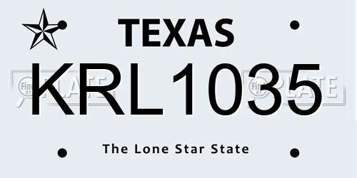 KRL1035 Texas License Plate