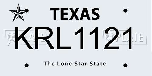 KRL1121 Texas License Plate