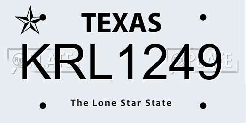 KRL1249 Texas License Plate