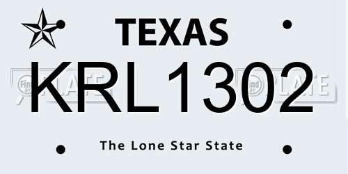 KRL1302 Texas License Plate