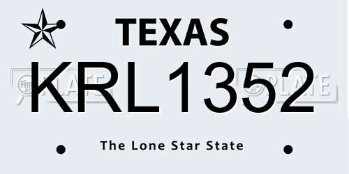 KRL1352 Texas License Plate
