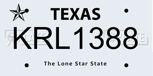 KRL1388 Texas License Plate