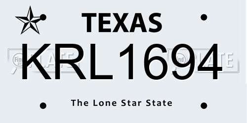 KRL1694 Texas License Plate