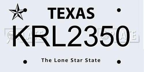 KRL2350 Texas License Plate